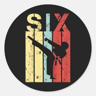6 Jaar Oud Karate Verjaardag Jongen Meisje 6e Verj Ronde Sticker