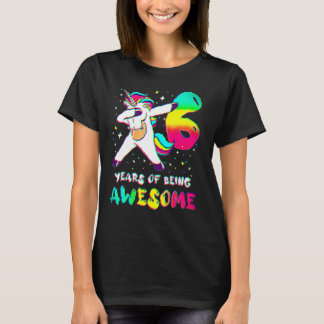 6 jaar oud meisje Unicorn Dabbing 6th Birthday Cla T-shirt