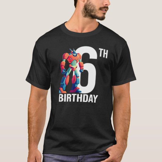 6 jaar oud Shirt 6e Verjaardag Boy Cool Robot (Voorkant)