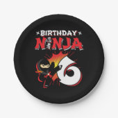 6 jaar oud stripboek stijl ninja 6e verjaardag papieren bordje (Voorkant)