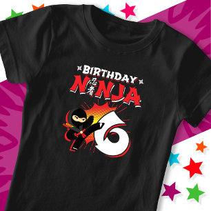 6 jaar oud stripboek stijl ninja 6e verjaardag t-shirt