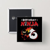 6 jaar oud stripboek stijl ninja 6e verjaardag vierkante button 5,1 cm (Voorkant /achterkant)