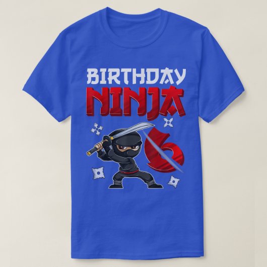 6 jaar oud T-shirt van de Jongen, Birthday Ninja B (Design voorkant)