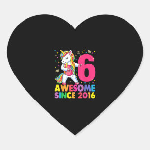 6 jaar oud Unicorn Flossing 6th Birthday Girl Uni Hart Sticker