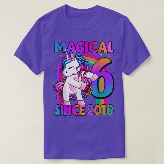 6 jaar oud Unicorn Flossing 6th Birthday Girl Uni T-shirt (Design voorkant)