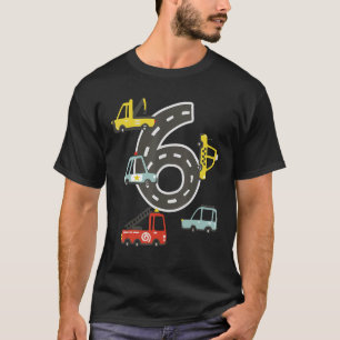 6 jaar oud vervoer verjaardag auto trein plan t-shirt
