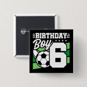 6 Jaar Oud Voetbal Football Feest 6e Verjaardag Jo Vierkante Button 5,1 Cm (Voorkant /achterkant)