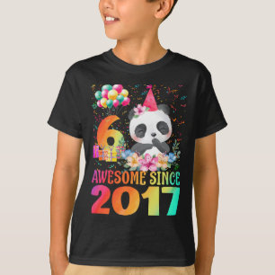 6 jaar oude 6-jarige verjaardag Panda Unicorn Girl T-shirt