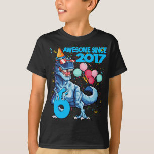 6 jaar oude 6e verjaardag Dinosaur Boy Party 2017 T-shirt