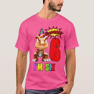 6 jaar oude 6e verjaardag Ik ben zes grappige dino T-shirt