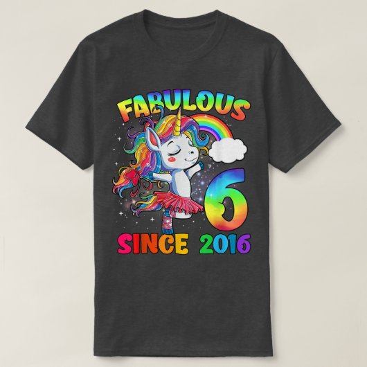 6 jaar oude 6e verjaardag Unicorn Girl Fabulous Si T-shirt (Design voorkant)