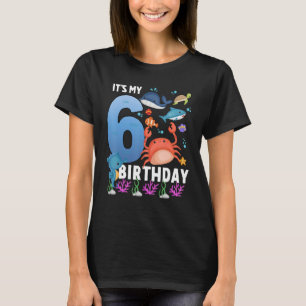 6 jaar oude aquarium Ocean Birthday 6e jongens mei T-shirt