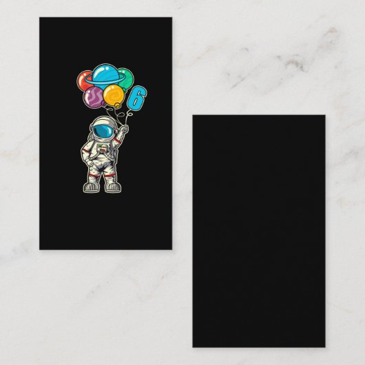 6 jaar oude Astronaut-ballonvliegtuigen Visitekaartje (Voorkant / Achterkant)