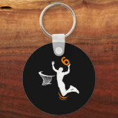 6 jaar oude Basketball Dunk 6th Birthday Party Boy Sleutelhanger (Voorkant)