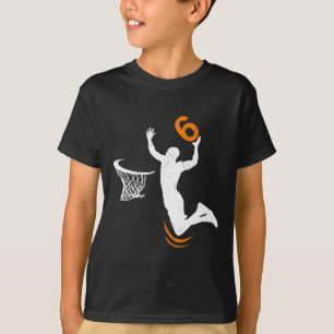 6 jaar oude Basketball Dunk 6th Birthday Party Boy T-shirt