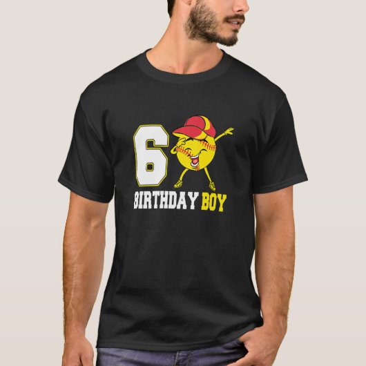 6 jaar oude cadeautjes die Softball 6th Birthday B T-shirt (Voorkant)