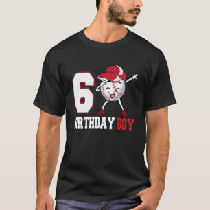 6 jaar oude Dabbing Baseball 6th Birthday Boy Teen T-shirt
