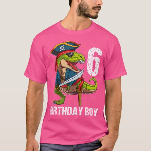 6 jaar oude dinosaurus piraat Pet 6e verjaardag jo T-shirt (Voorkant)
