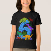 6 Jaar Oude Dinosaurus Verjaardag 6e T Rex Dino Si Tri-Blend Shirt (Voorkant)