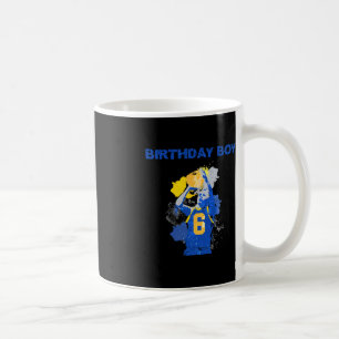 6 jaar oude geboorte jongen blauw en geel Basketba Koffiemok