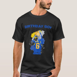 6 jaar oude geboorte jongen blauw en geel Basketba T-shirt