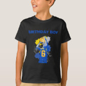 6 jaar oude geboorte jongen blauw en geel Basketba T-shirt (Voorkant)