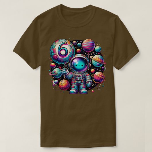 6 jaar oude geboorte jongen geeft astronaut zesde  t-shirt (Design voorkant)