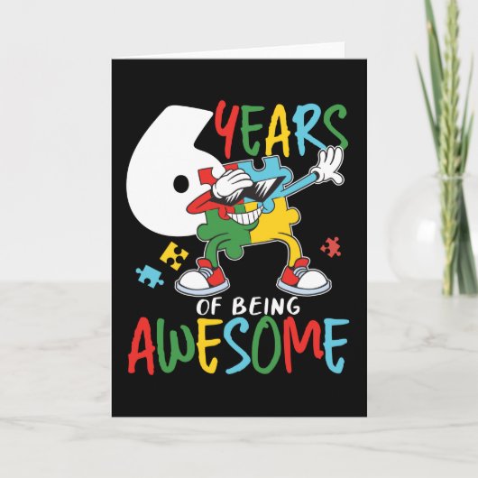 6 jaar oude geboorte, jongen of meisjesautisme kaart (Voorkant)