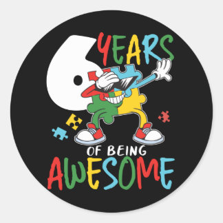 6 jaar oude geboorte, jongen of meisjesautisme ronde sticker