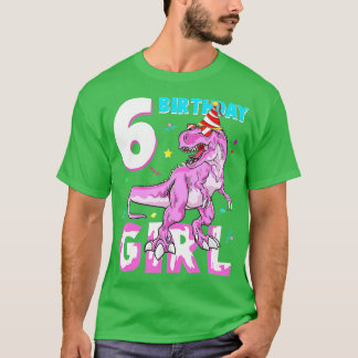 6 jaar oude geschenken 6e verjaardag meisje Dinosa T-shirt