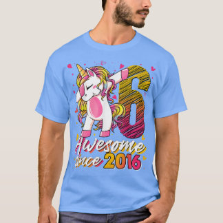6 jaar oude Gifts Unicorn Dabbing 6th Birthday Gir T-shirt