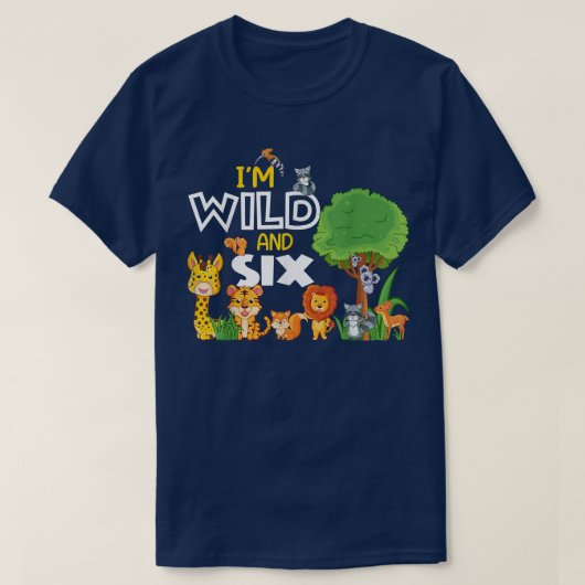 6 jaar oude jongen wilde dieren dierentuin thema 6 t-shirt (Design voorkant)