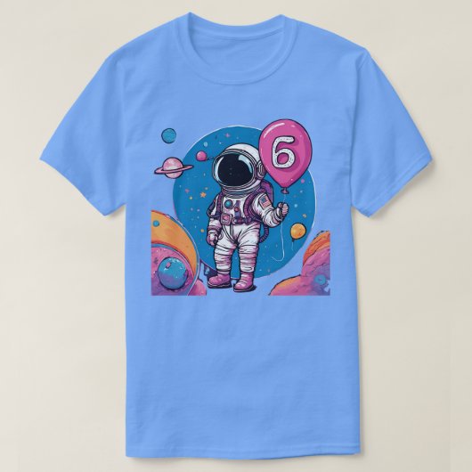 6 jaar oude jongens bday die houdt van astronauten t-shirt (Design voorkant)