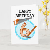 6 jaar oude Jongensbouwer Gereedschap Verjaardagso Kaart (Gele Bloem)