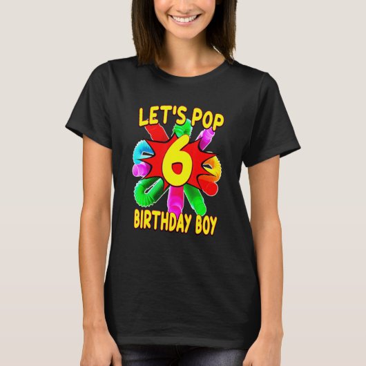 6 jaar oude Kind Pop Tube Theme Birthday T-shirt (Voorkant)
