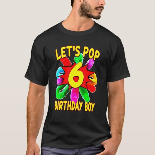 6 jaar oude Kind Pop Tube Theme Birthday T-shirt (Voorkant)