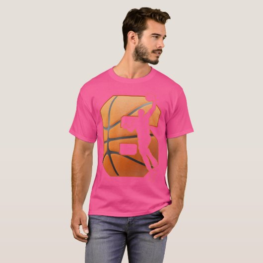 6 jaar oude Kinderen basketbalspeler 6e verjaardag T-shirt (Voorkant volledig)
