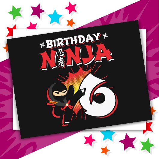 6 Jaar Oude Strips Ninja 6e Verjaardag Briefkaart