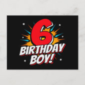 6 jaar oude superheld verjaardag jongen 6e verjaar briefkaart (Voorkant)