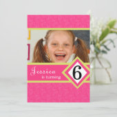 6 jaar oude uitnodiging van de Birthday Party Zebr (Staand voorkant)