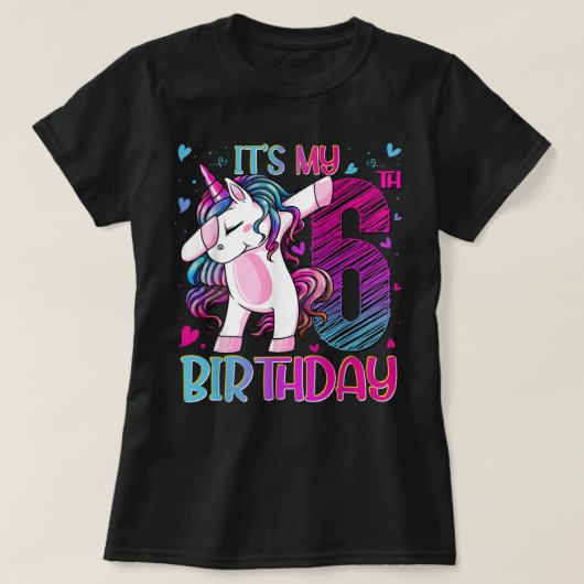 6 jaar oude Unicorn Dabbing 6th Birthday Girl Unic T-shirt (Design voorkant)