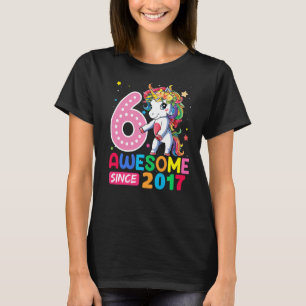 6 jaar oude Unicorn Flossing 6th Birthday Girl Uni T-shirt