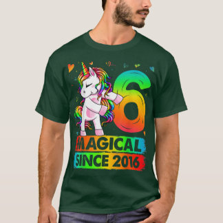 6 jaar oude Unicorn Flossing 6th Birthday Girl Uni T-shirt