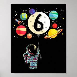 6 jaar oude verjaardag jongen astronaut 6de verjaa poster