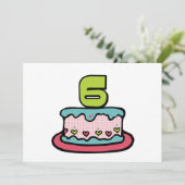 6 jaar oude verjaardagsCake Kaart (Staand voorkant)
