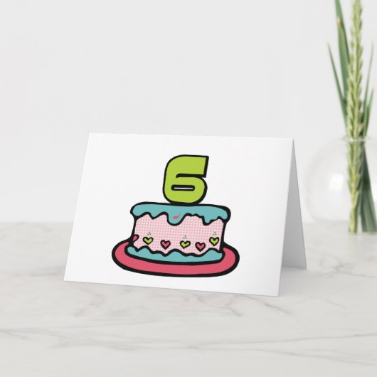 6 jaar oude verjaardagsCake Kaart (Voorkant)