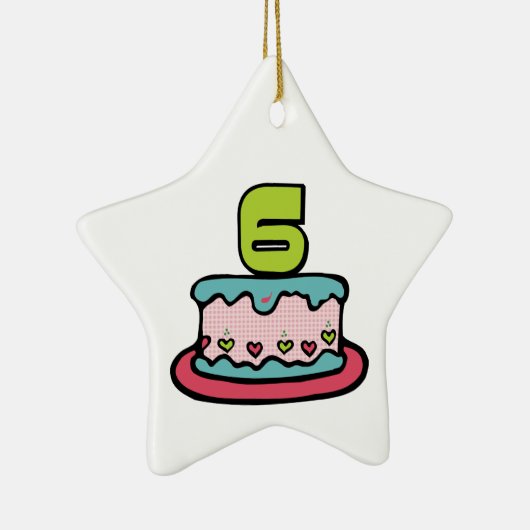 6 jaar oude verjaardagsCake Keramisch Ornament (Rechts)