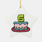 6 jaar oude verjaardagsCake Keramisch Ornament (Voorkant)
