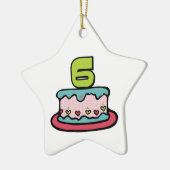 6 jaar oude verjaardagsCake Keramisch Ornament (Links)