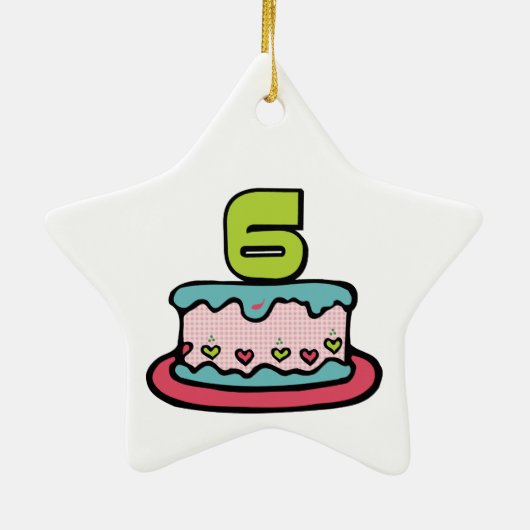 6 jaar oude verjaardagsCake Keramisch Ornament (Achterkant)